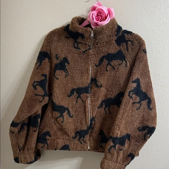 Brown Horse Pattern Women Sweater - Picture 2 of 6